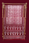 Elegant Maroon & White Batik Print Chanderi Cotton Silk Saree with Blouse Piece