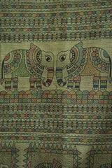 Gond Art Bamboo Silk Beige Saree