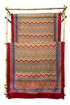 Vibrant Multicolor Zig-Zag Block Print Chanderi Cotton Silk Saree with Blouse Piece
