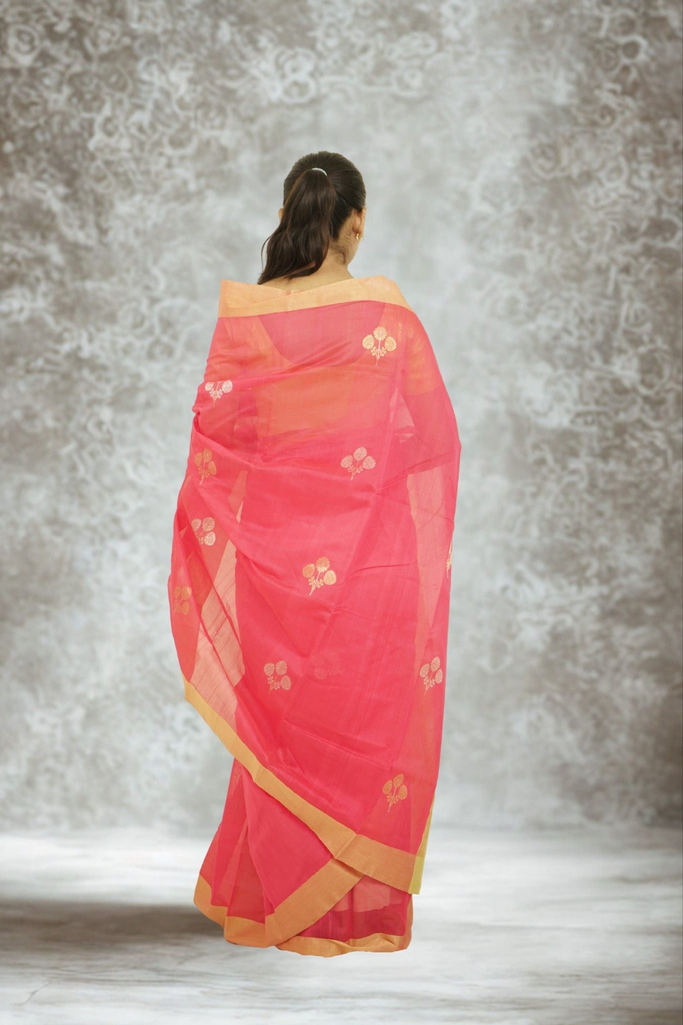 Chanderi Zariboota Silk Cotton Saree – Desire Pink