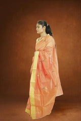 Chanderi Silk CottonOrange Colour Traditional Saree for Women