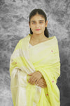 Maheshwari Meena Buti SilkCotton Saree -Lime Yellow | Glossy Ethnic Weave