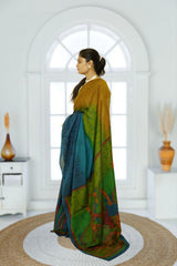 Ranipur Voile Cotton Saree – Blue & Green