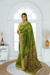Madhubani Pallu Cotton Silk Cotton Silk Saree- Moss Green