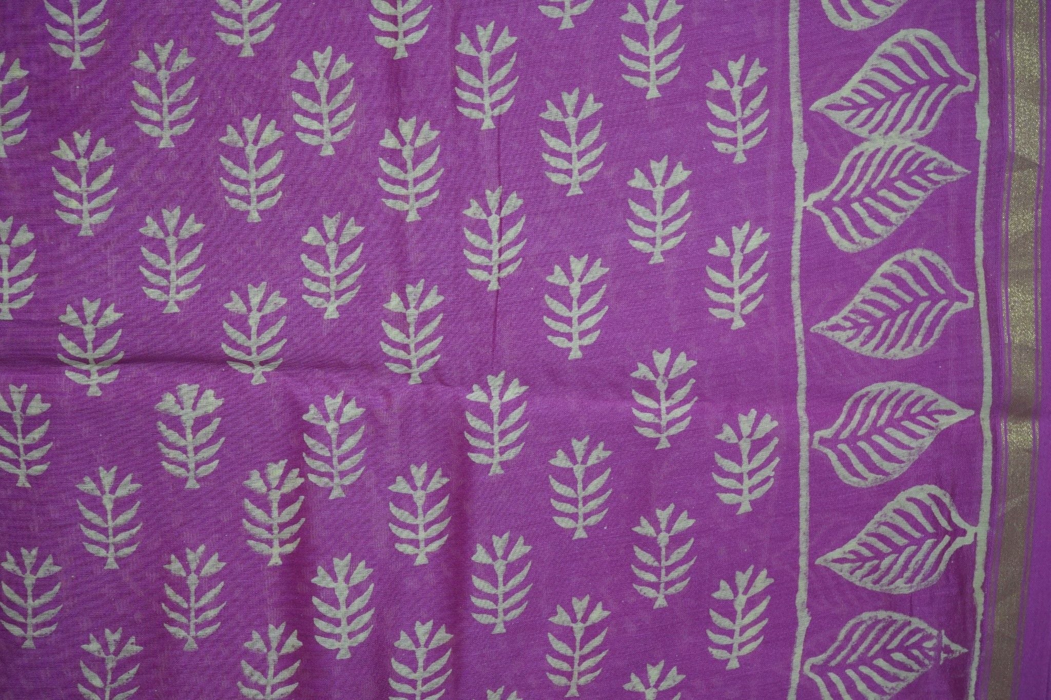 Chanderi Cotton Silk 3-Piece Unstitched Suit Set – Onion Violet