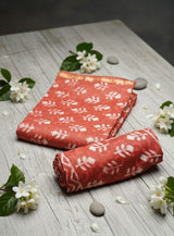 Chanderi Cotton Silk Indigo Suit – Dark Coral