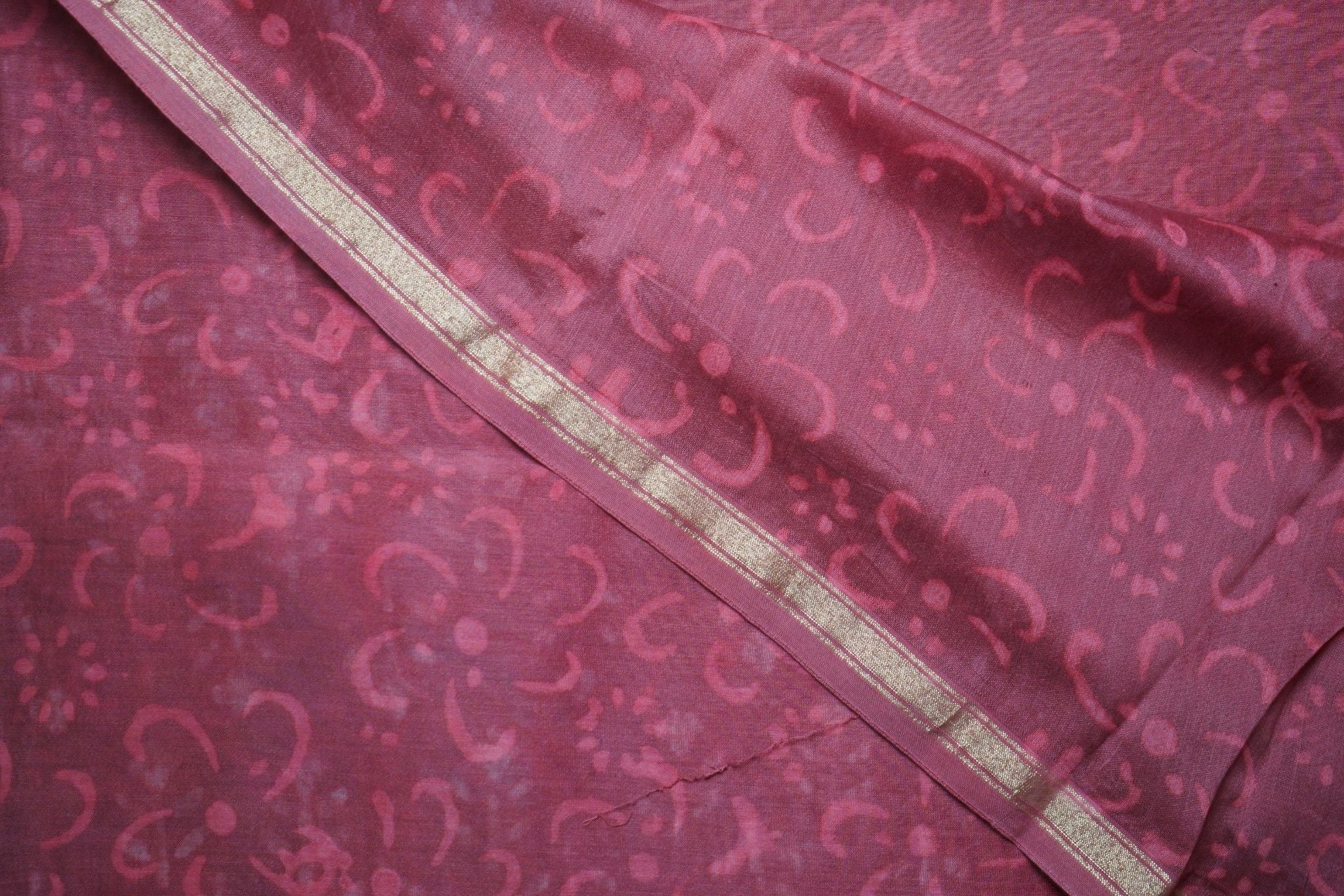 Chanderi Cotton Silk Indigo Suit – Dark Coral