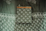 Chanderi Silk Dabu Print Suit – Dark Olive Green