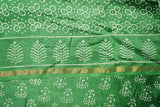 Chanderi Silk Cotton Dabu Print Suit- Forest Green