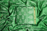 Chanderi Silk Cotton Dabu Print Suit- Forest Green