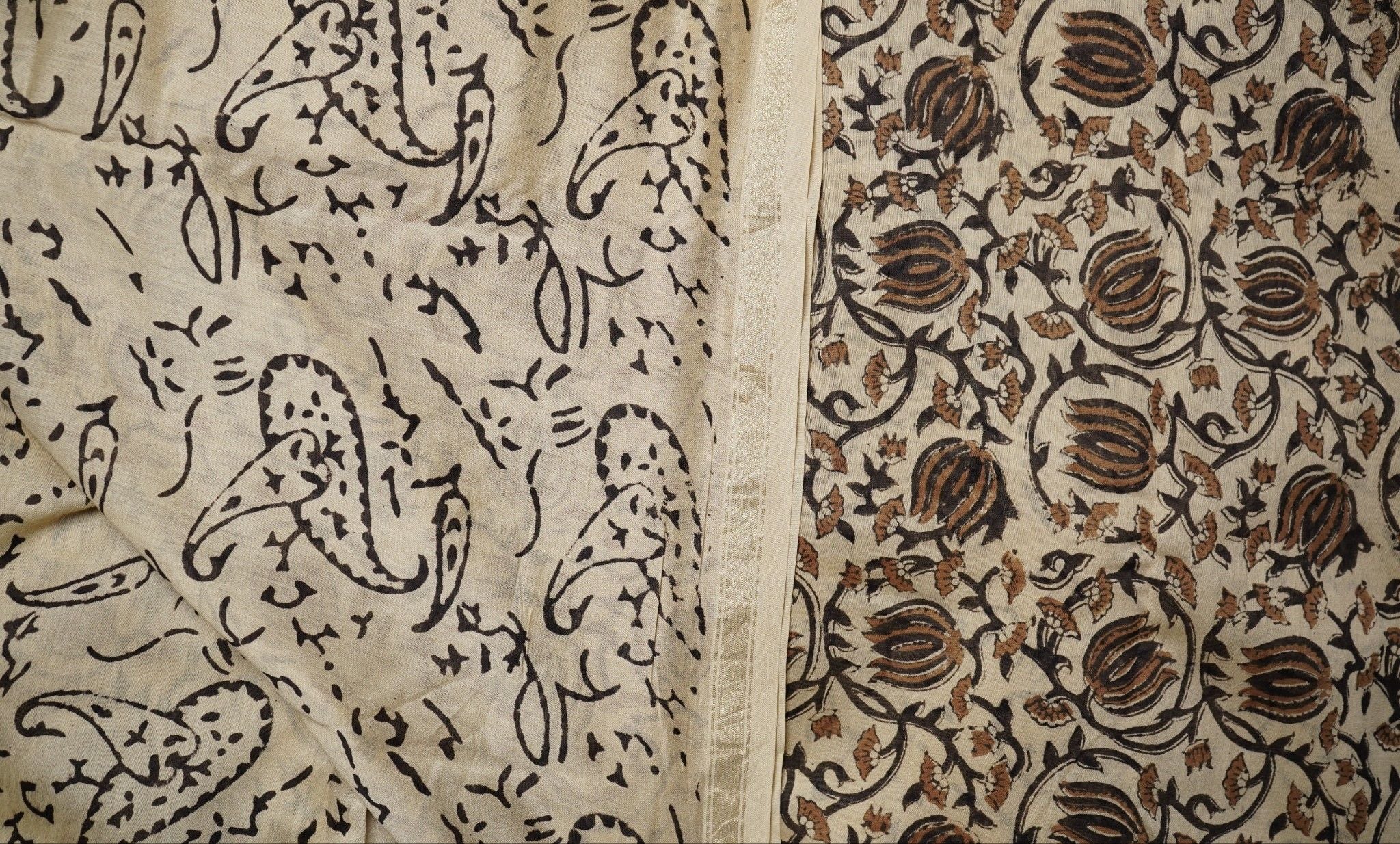 Chanderi Silk Cotton Kalamkari Suit – Cream Color