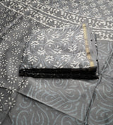 Chanderi Cotton Silk Indigo Print Suit – Gray