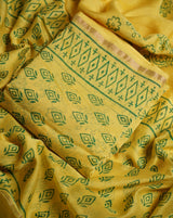 Premium Chanderi Silk Cotton 3-Piece Unstitched Suit Set – Yellow