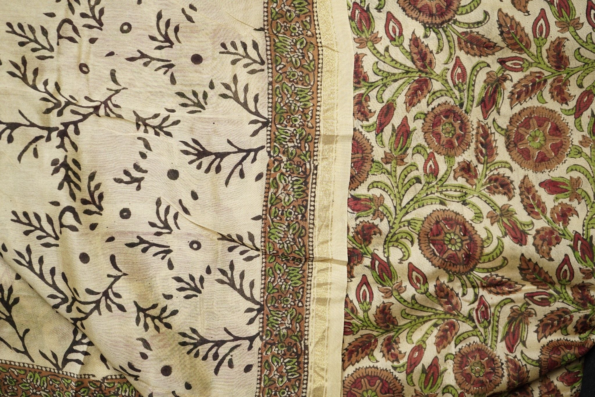 Chanderi Silk Cotton Kalakari Suit – Cream