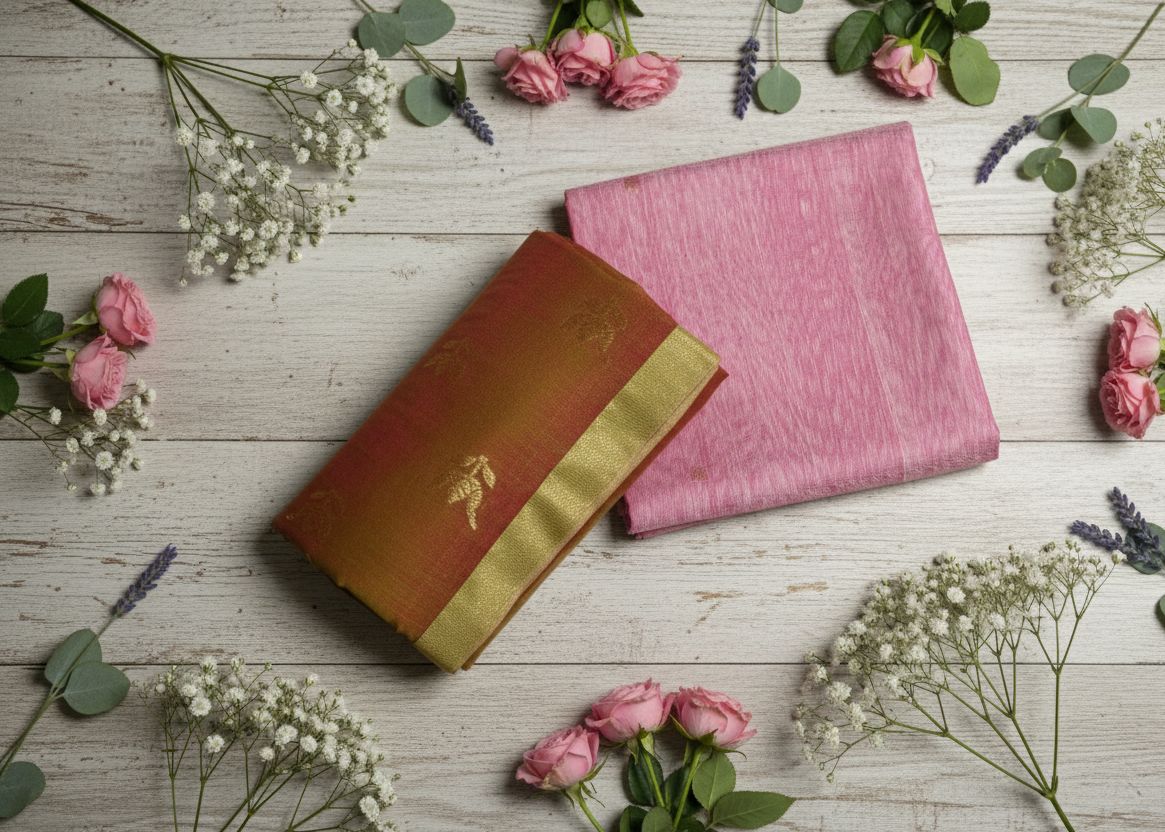 Elegant Chanderi Zariboota 3 – piece Unstitched Suit Set – Medium Brown