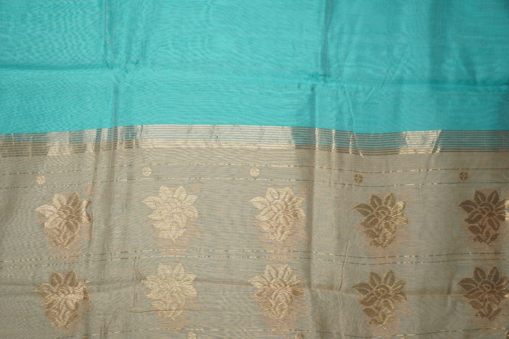 Chanderi Silk Cotton Suit (2 Piece ) – Sky Blue & Cream