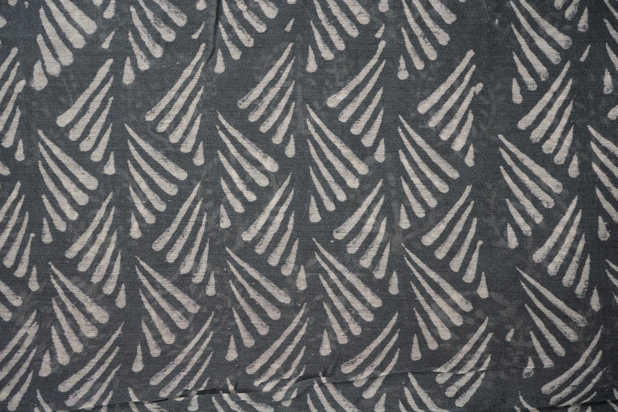 Chanderi Silk Cotton Dabu Print Suit- Dark Gray