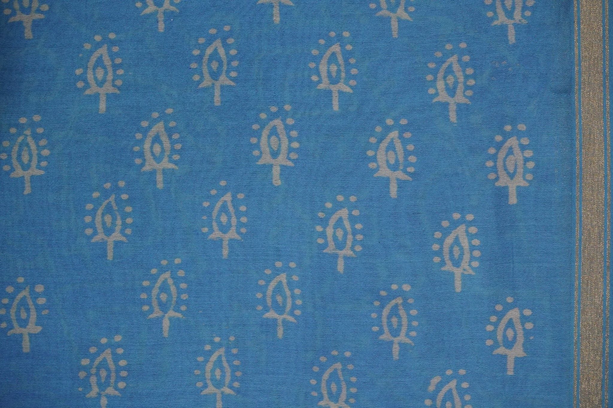 Chanderi Silk Cotton Dabu Print Suit – Sky Blue