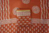 Chanderi Silk Cotton Dabu Print Suit – Orange