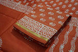 Chanderi Silk Cotton Dabu Print Suit – Orange