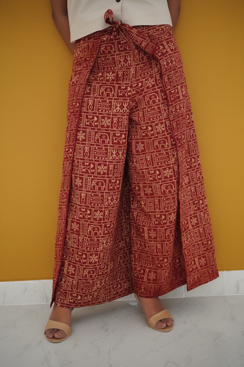 Rock Painting Pure Silk Fisherman Trouser