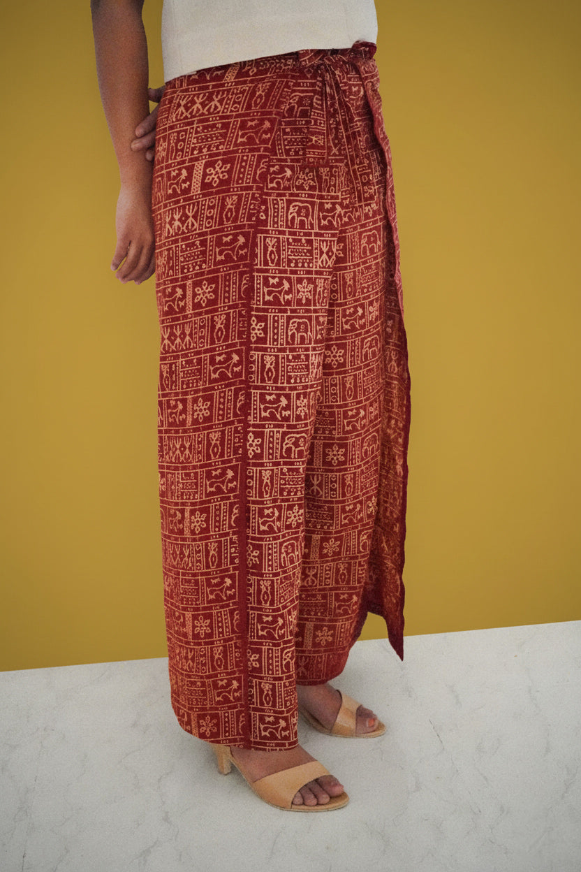 Rock Painting Pure Silk Fisherman Trouser