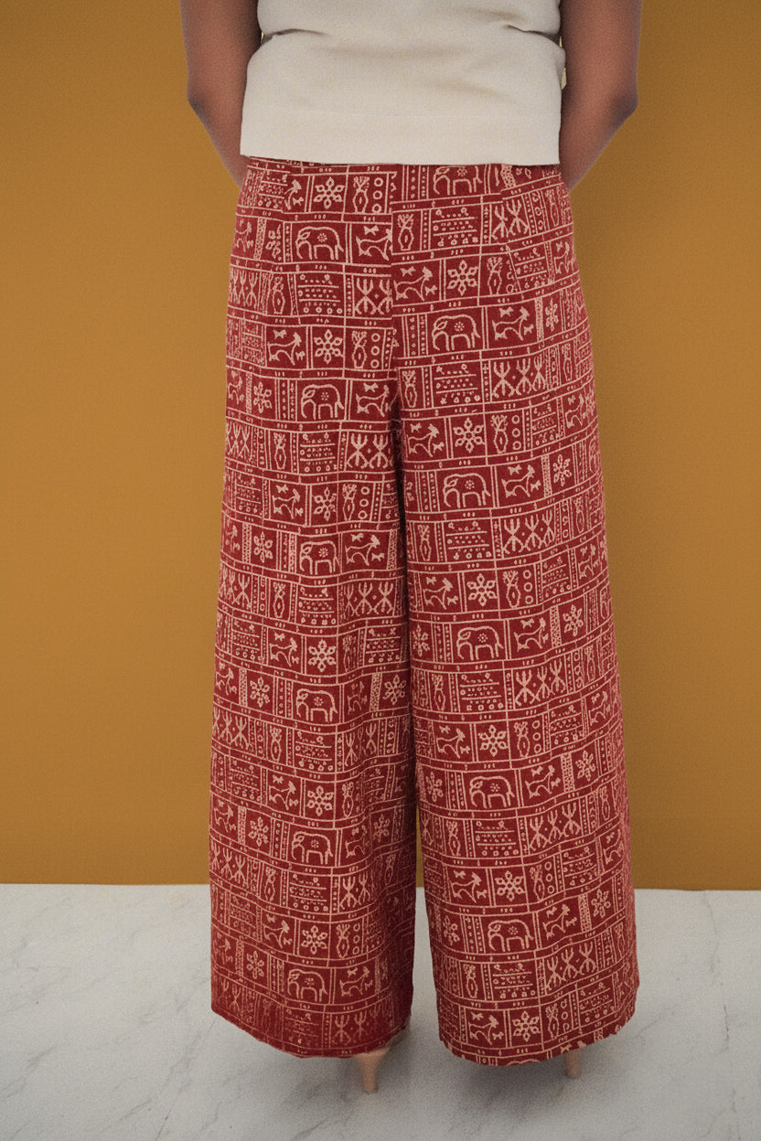 Rock Painting Pure Silk Fisherman Trouser