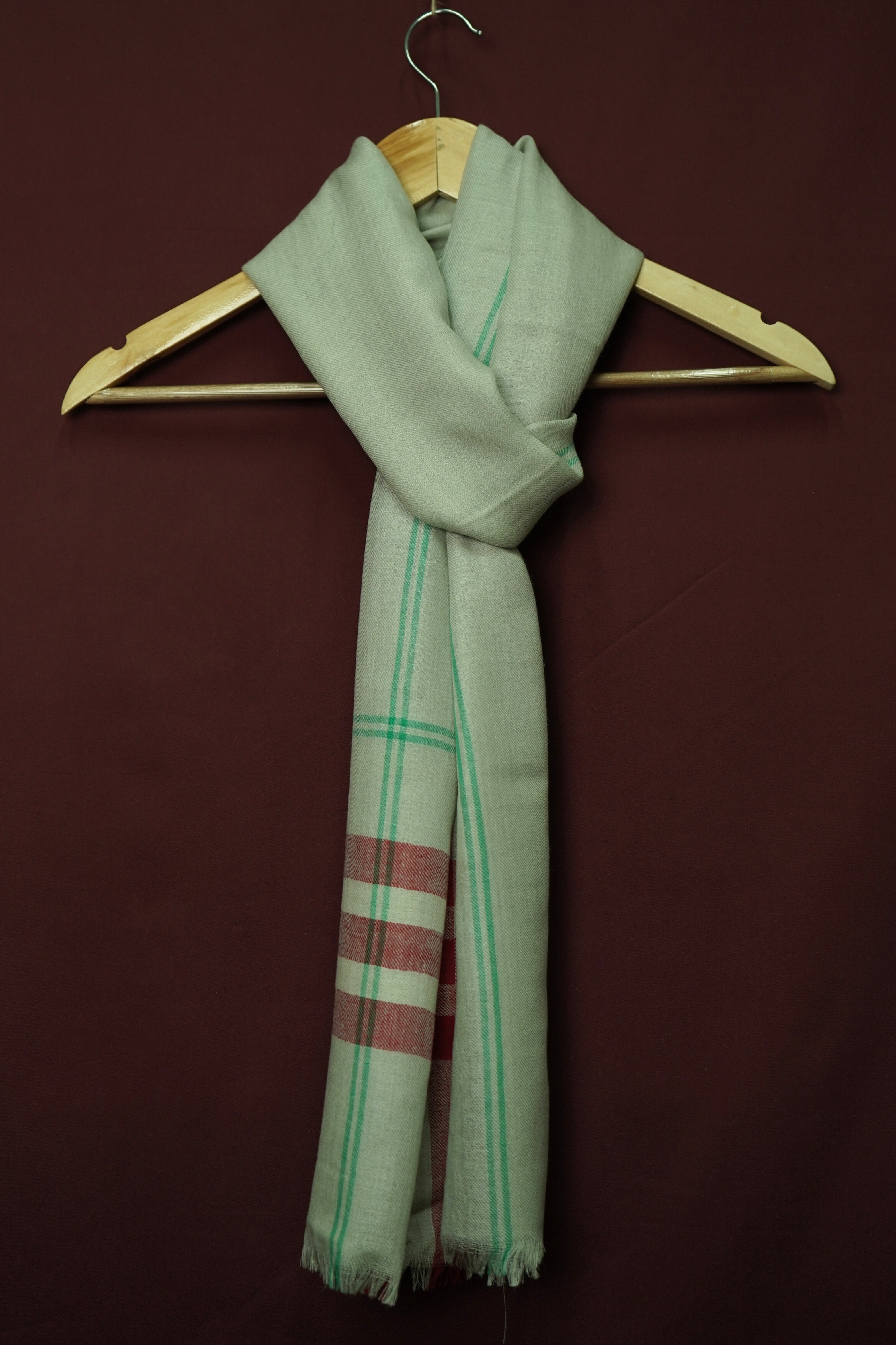 Pure Pashmina Light Grey ShawlClassic Striped Pattern