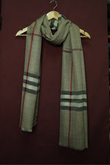 Pure Pashmina Dark Beige Shawl Classic Striped Border