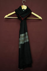 Pure Pashmina Black ShawlClassic Solid Black with Subtle Border