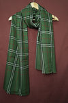 Pure Pashmina Dark Green Shawl Classic Check Pattern