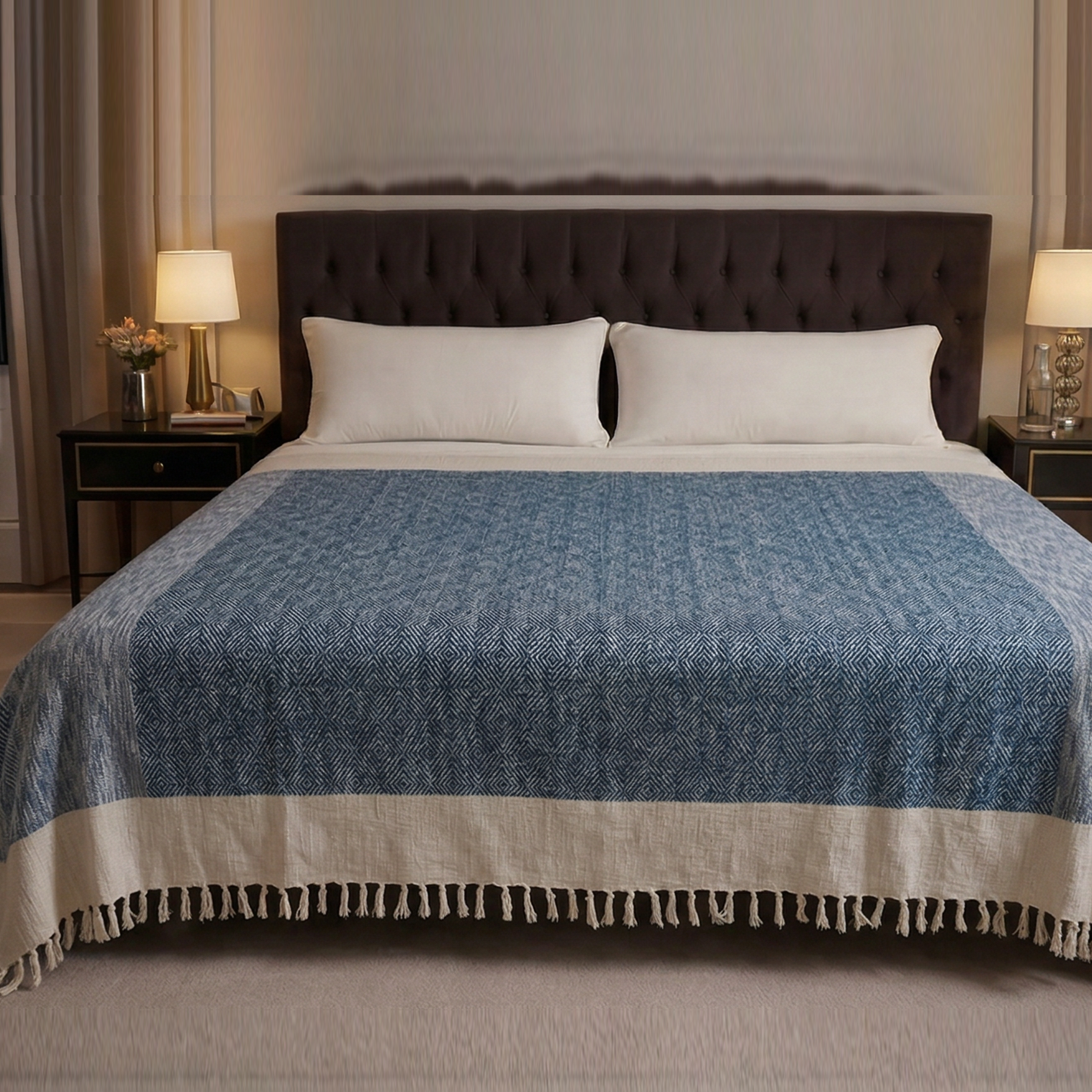 Kachcha Suti Pure Cotton Handwoven King Size Bed Cover