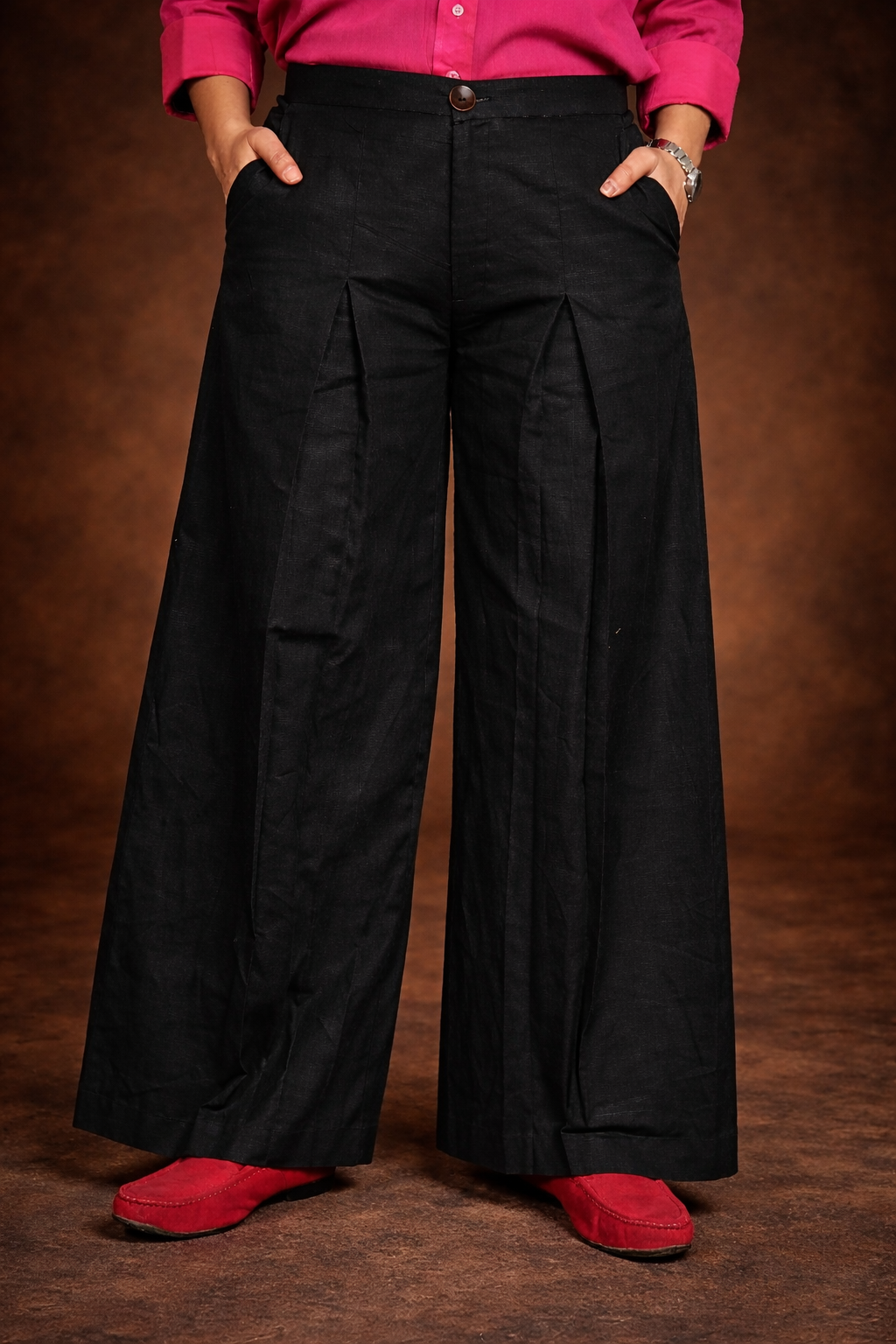 Women’s Pure Linen Single Pleated Trousers