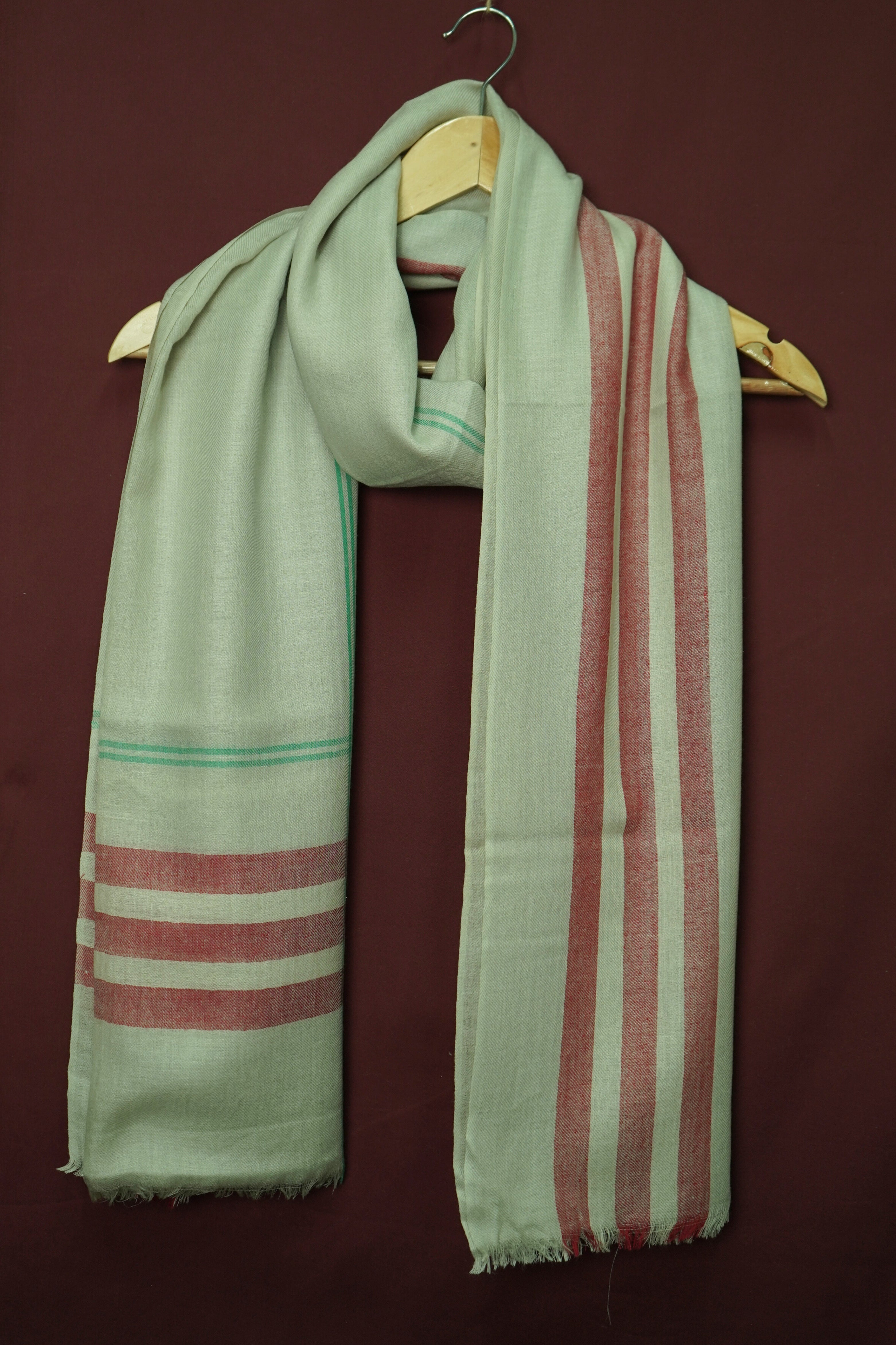 Pure Pashmina Light Grey ShawlClassic Striped Pattern