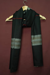 Pure Pashmina Black ShawlClassic Solid Black with Subtle Border