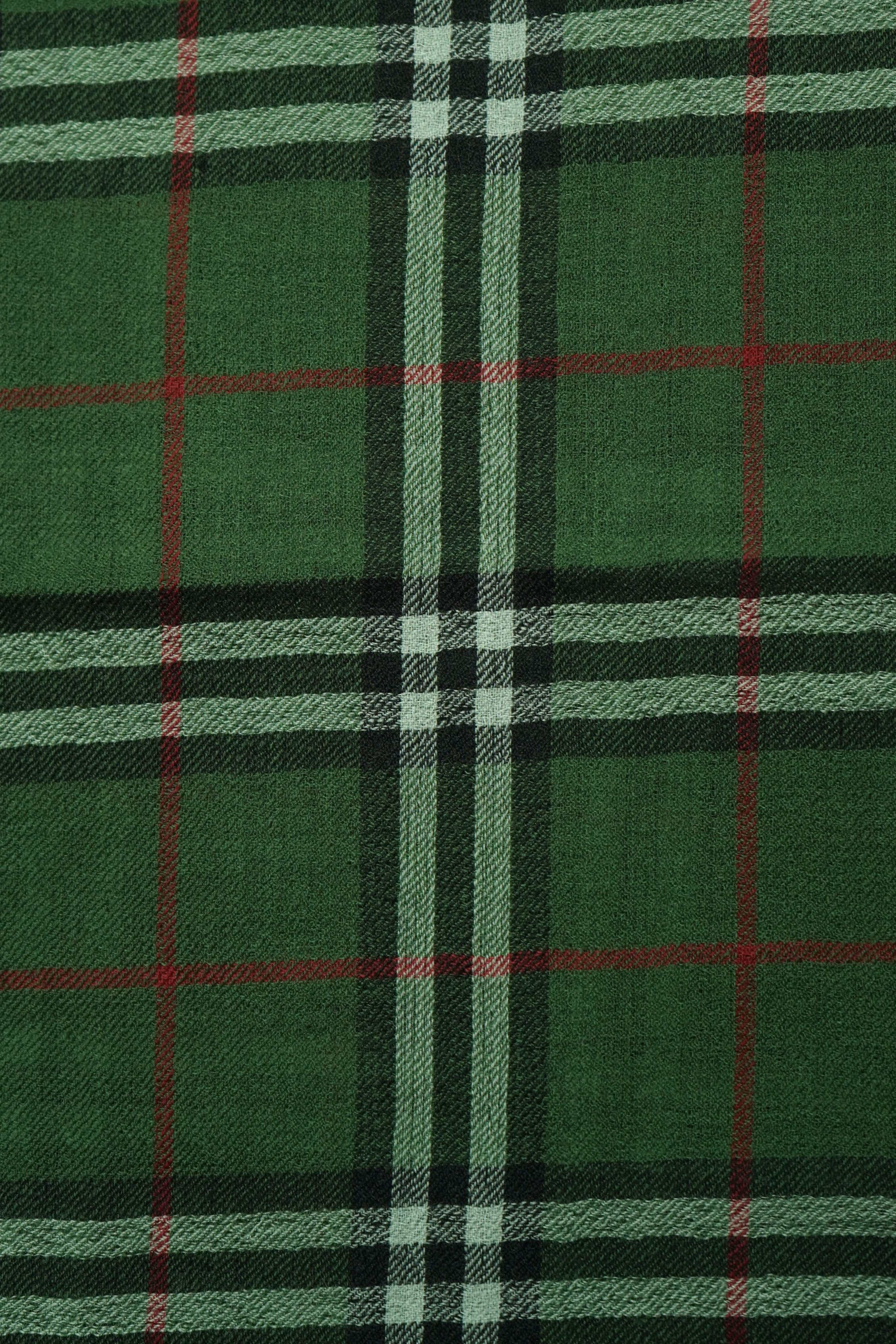 Pure Pashmina Dark Green Shawl Classic Check Pattern