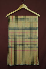 Pure Pashmina Cream Shawl Classic Check Pattern
