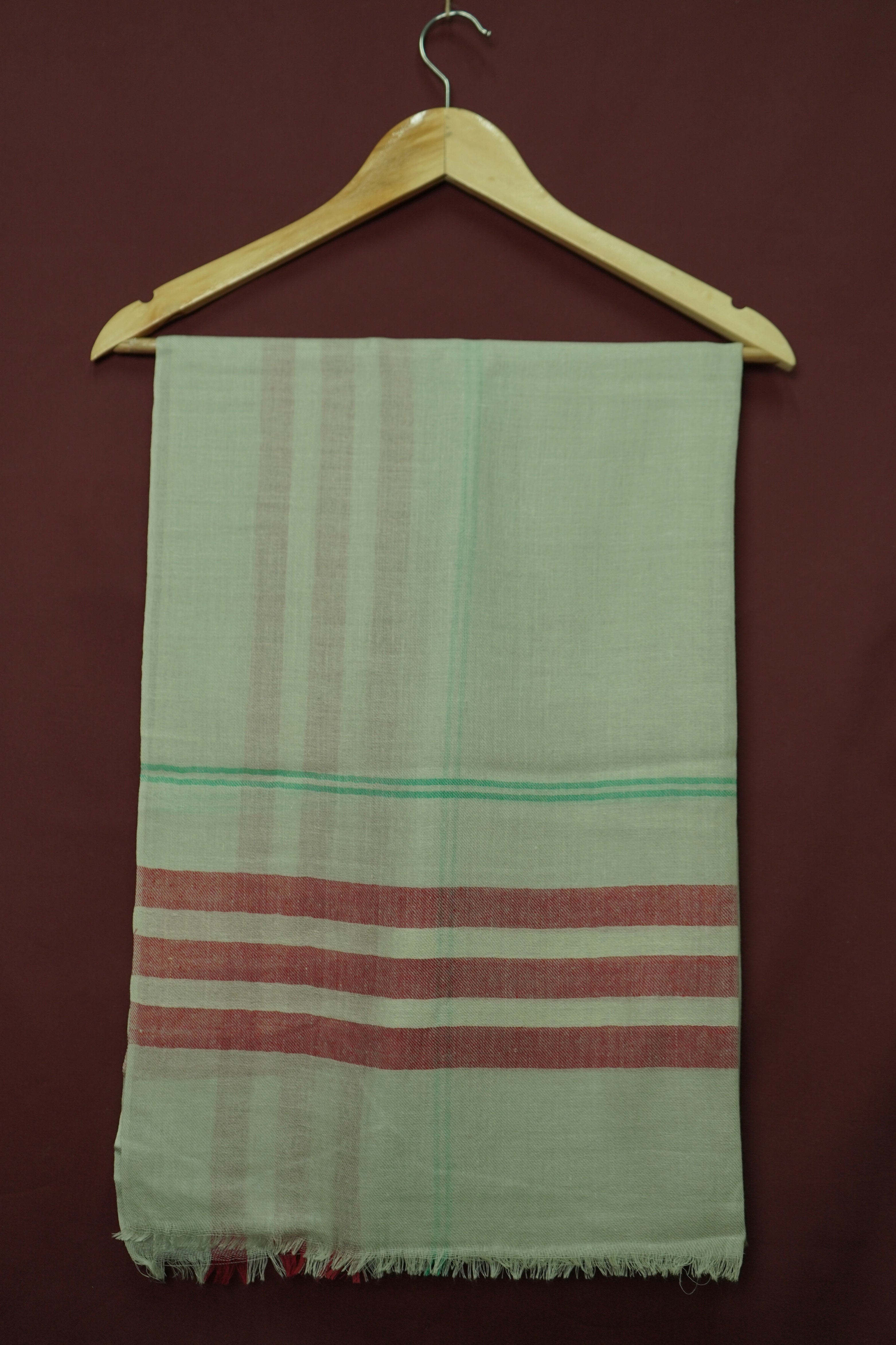 Pure Pashmina Light Grey ShawlClassic Striped Pattern
