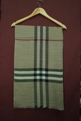 Pure Pashmina Dark Beige Shawl Classic Striped Border