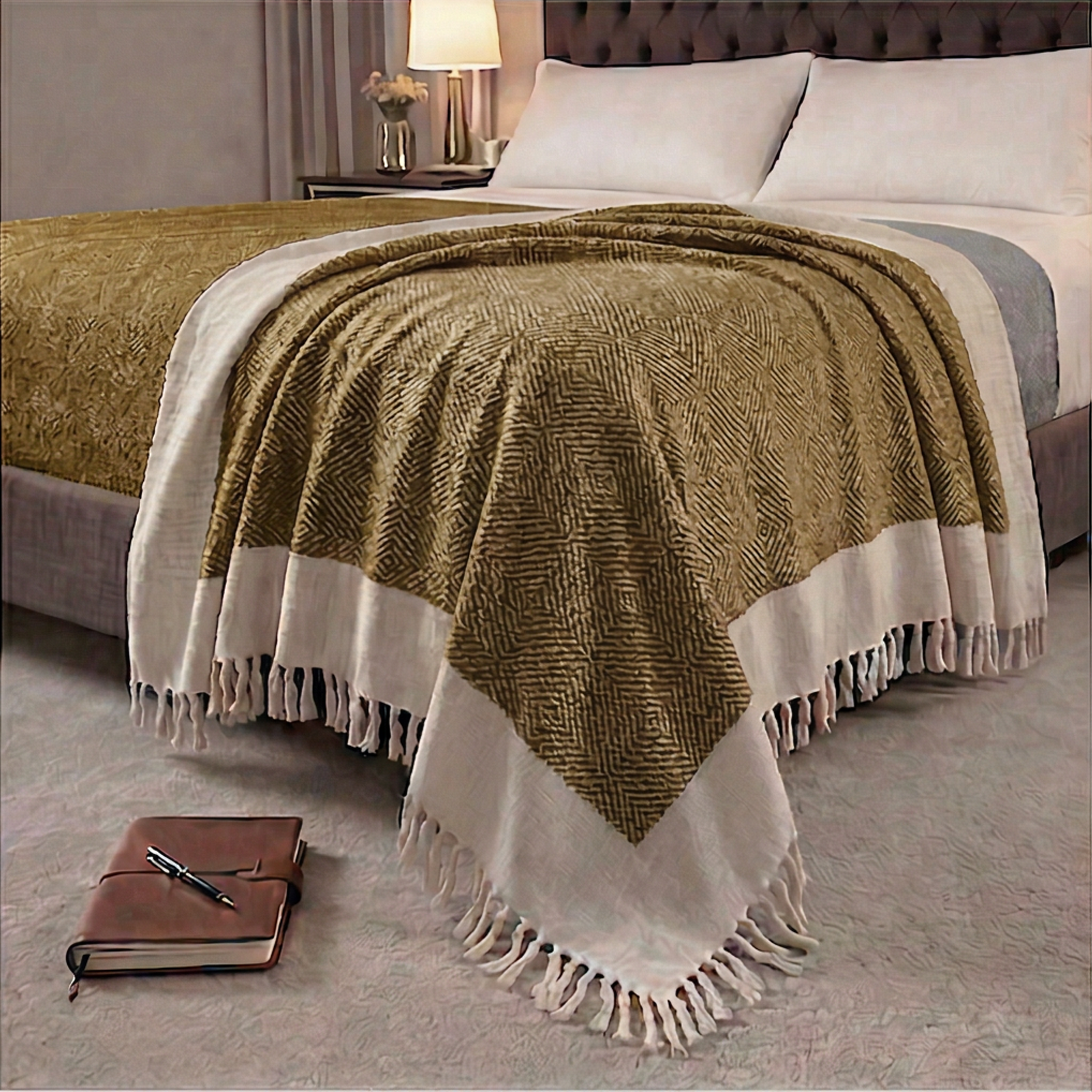 Kachcha Suti Pure Cotton Handwoven King Size Bed Cover