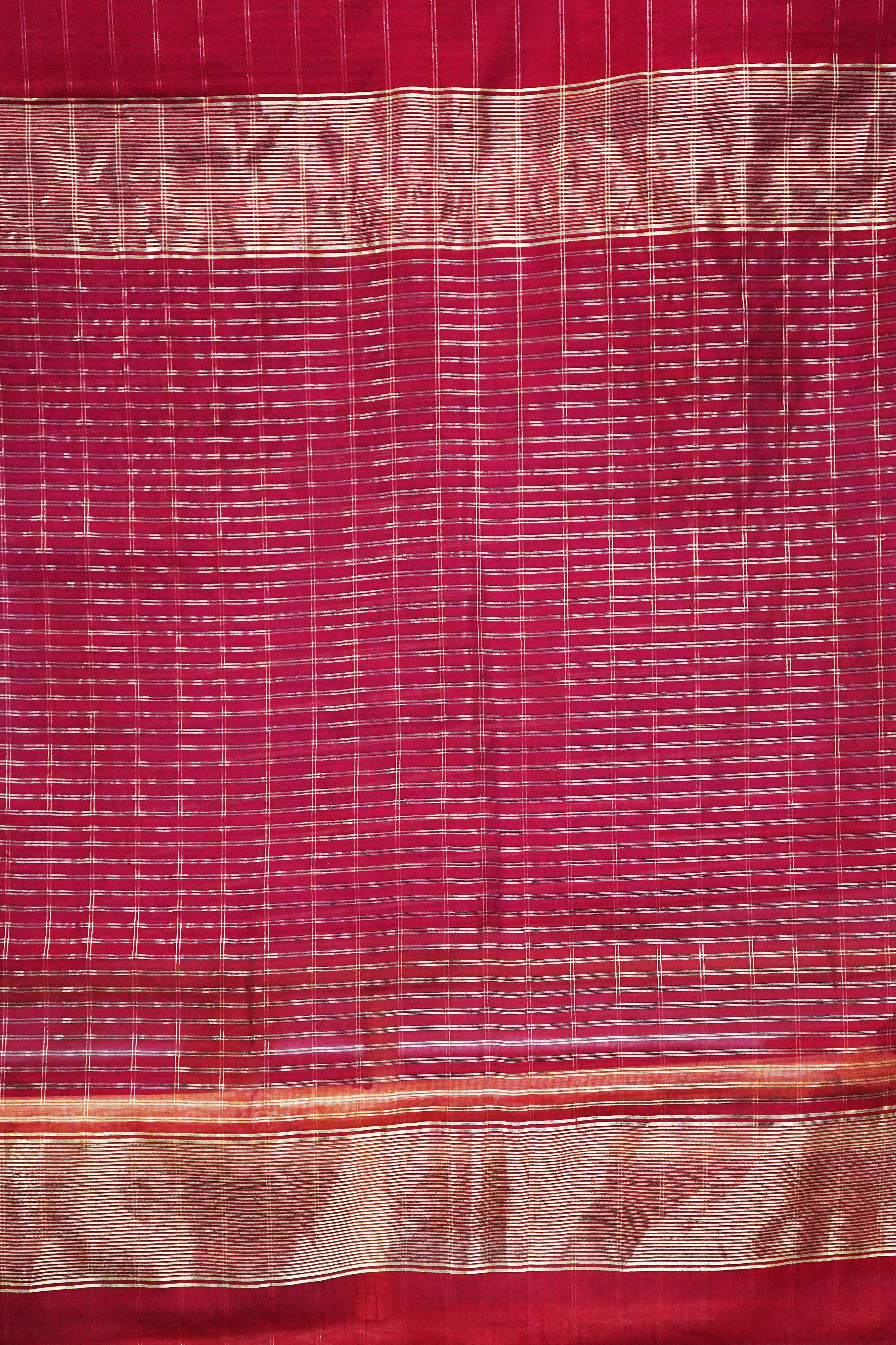 Elegant Rani Pink Maheshwari Cotton Silk Check Border Saree