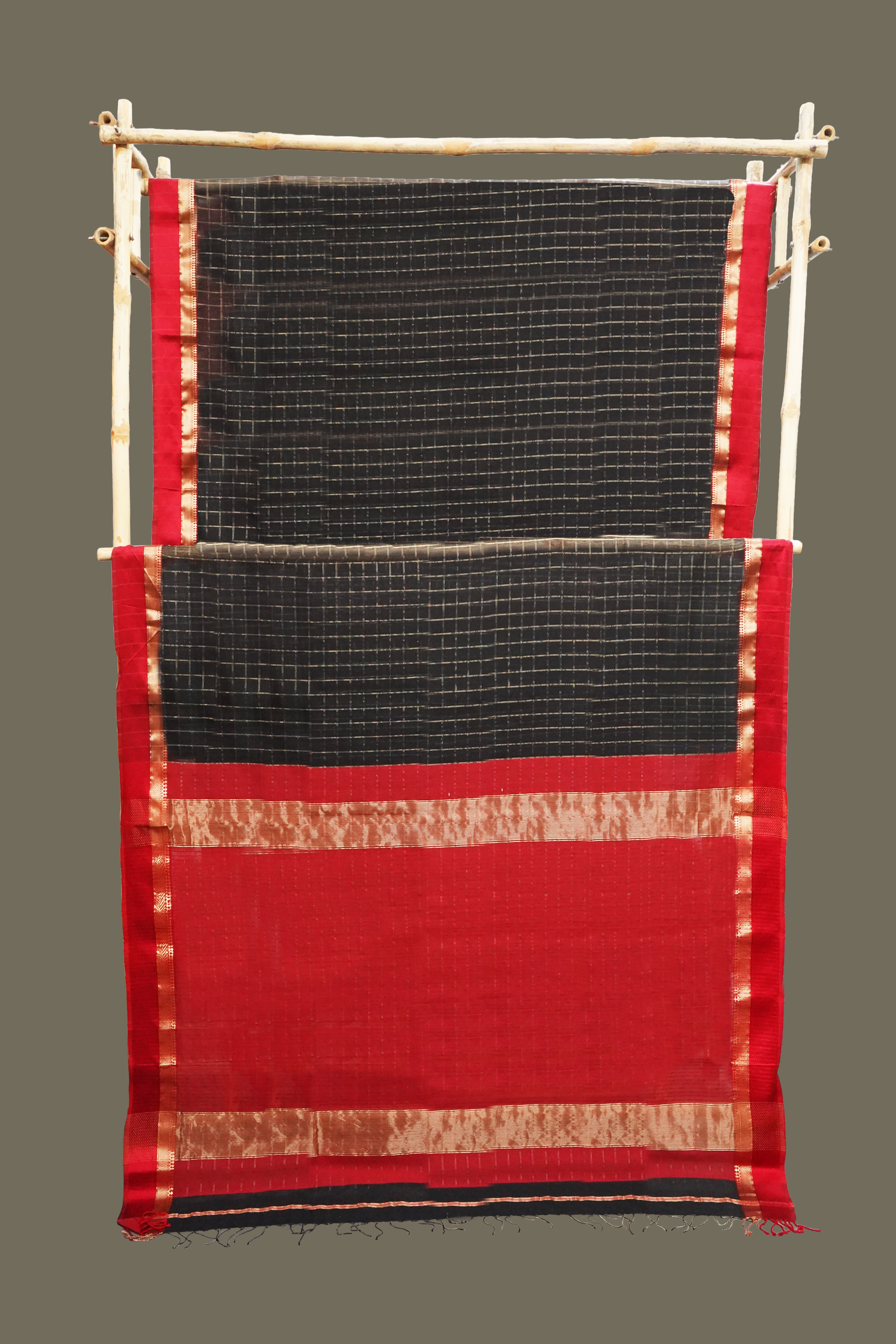 Maheshwari Cotton Silk Saree with Silk Check Border