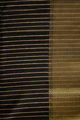 Maheshwari Silk Cotton Saree – Black Diamond Border Stripe Design