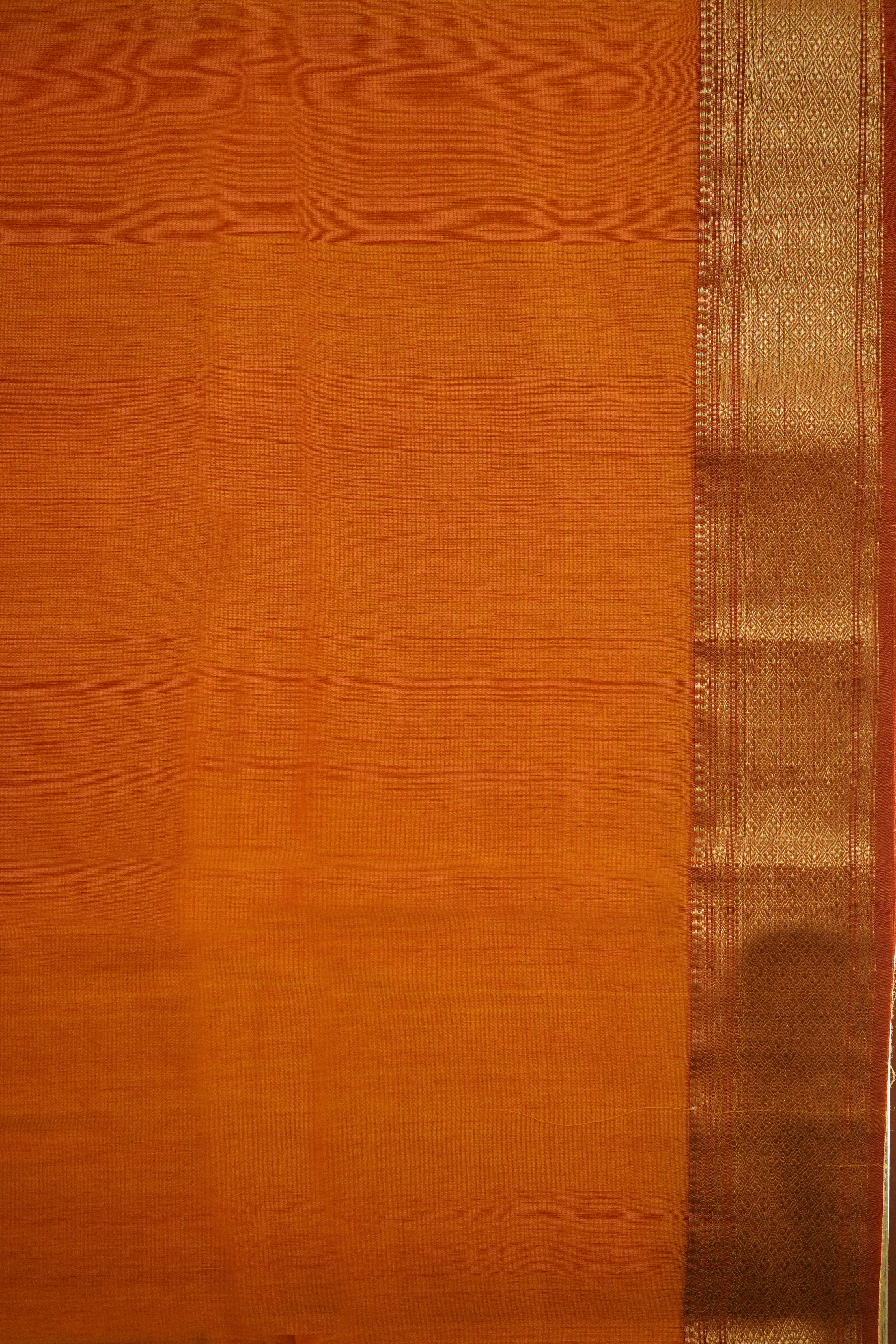 Sunrise Orange Maheshwari Saree with Big Zari Border