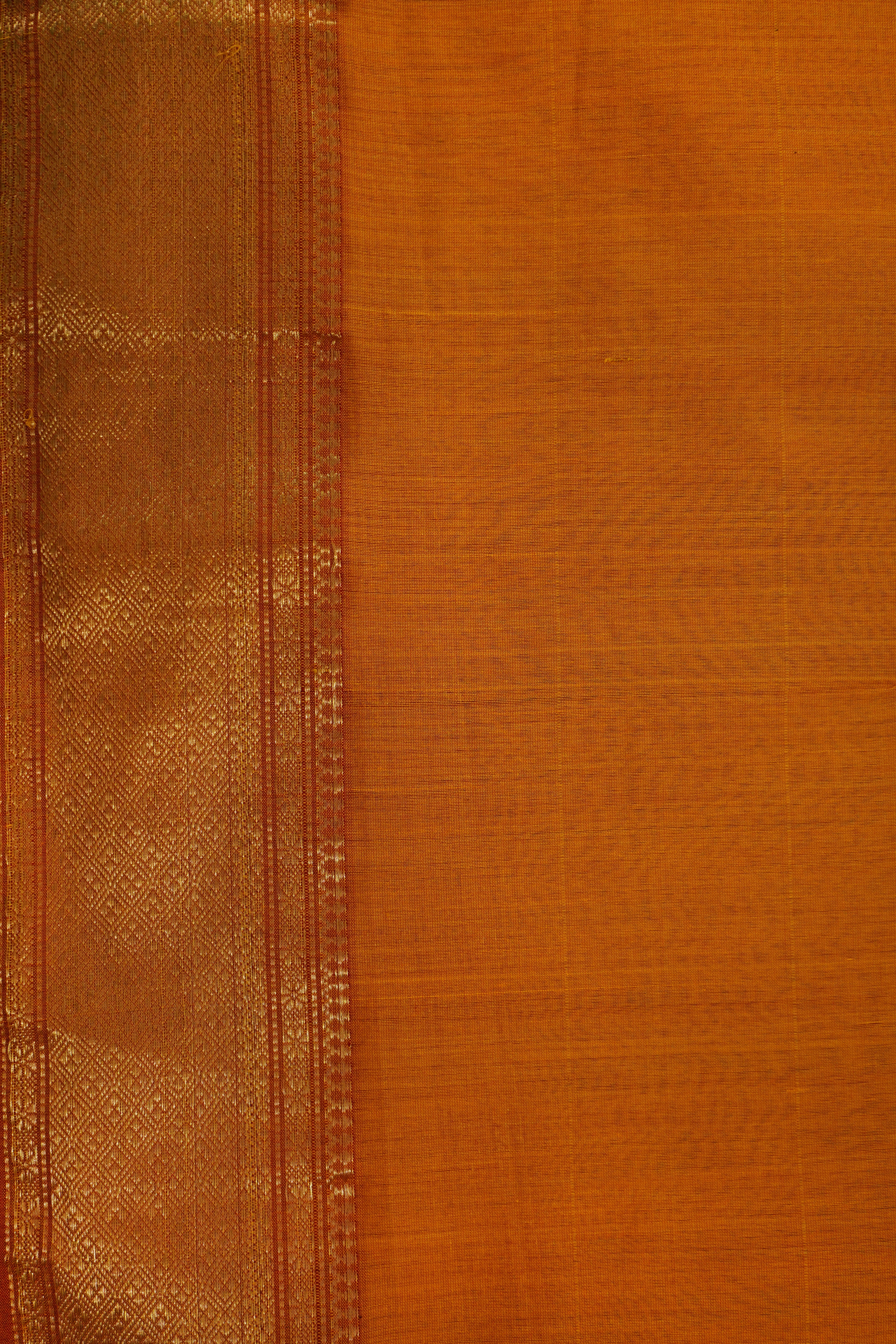Sunrise Orange Maheshwari Saree with Big Zari Border