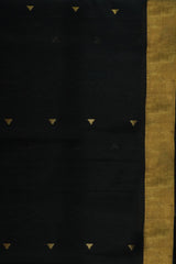 Maheshwari Silk Cotton Black Boota Jari Patta Saree