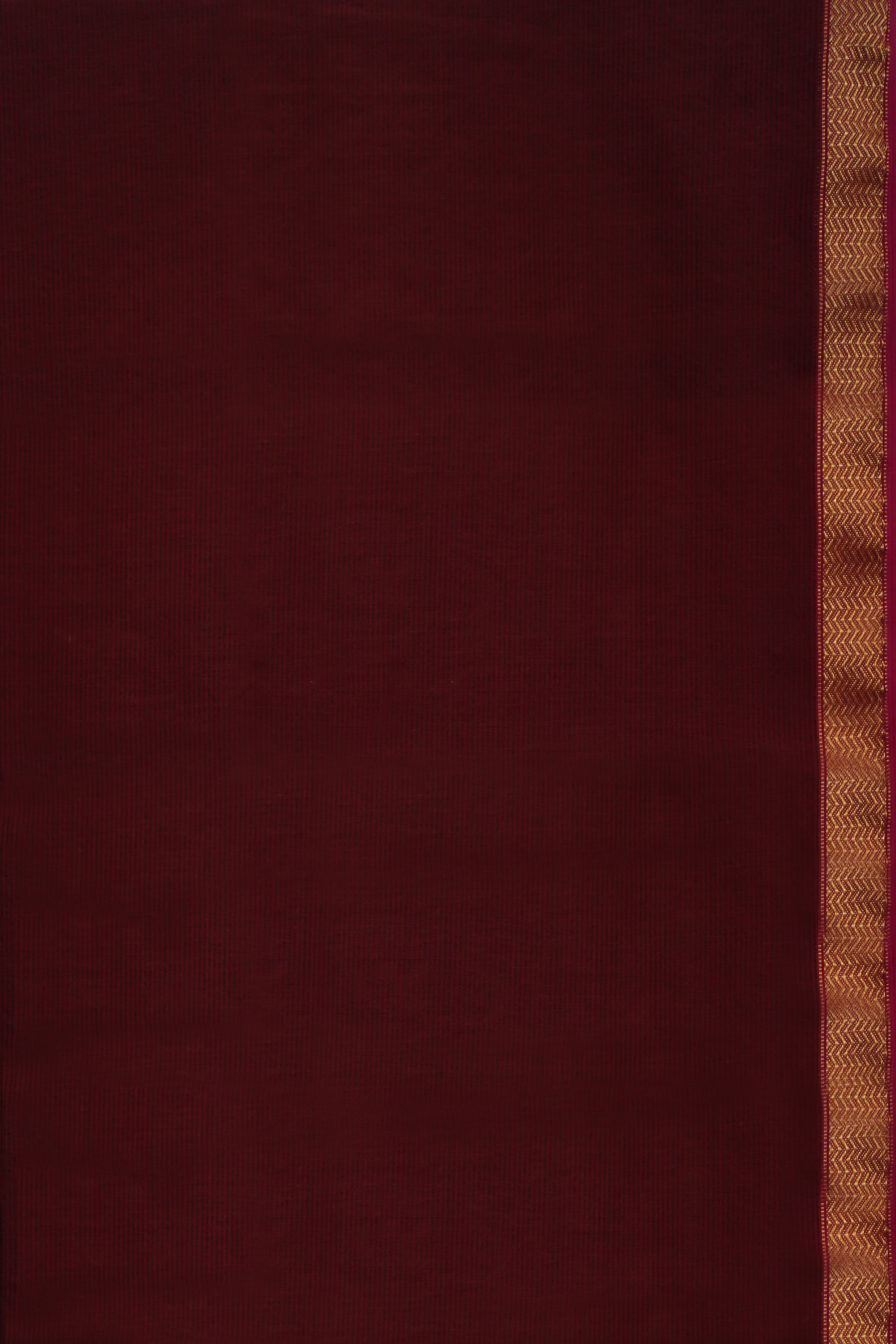 Deep Maroon Maheshwari Silk Cotton Saree with Golden Zari Border