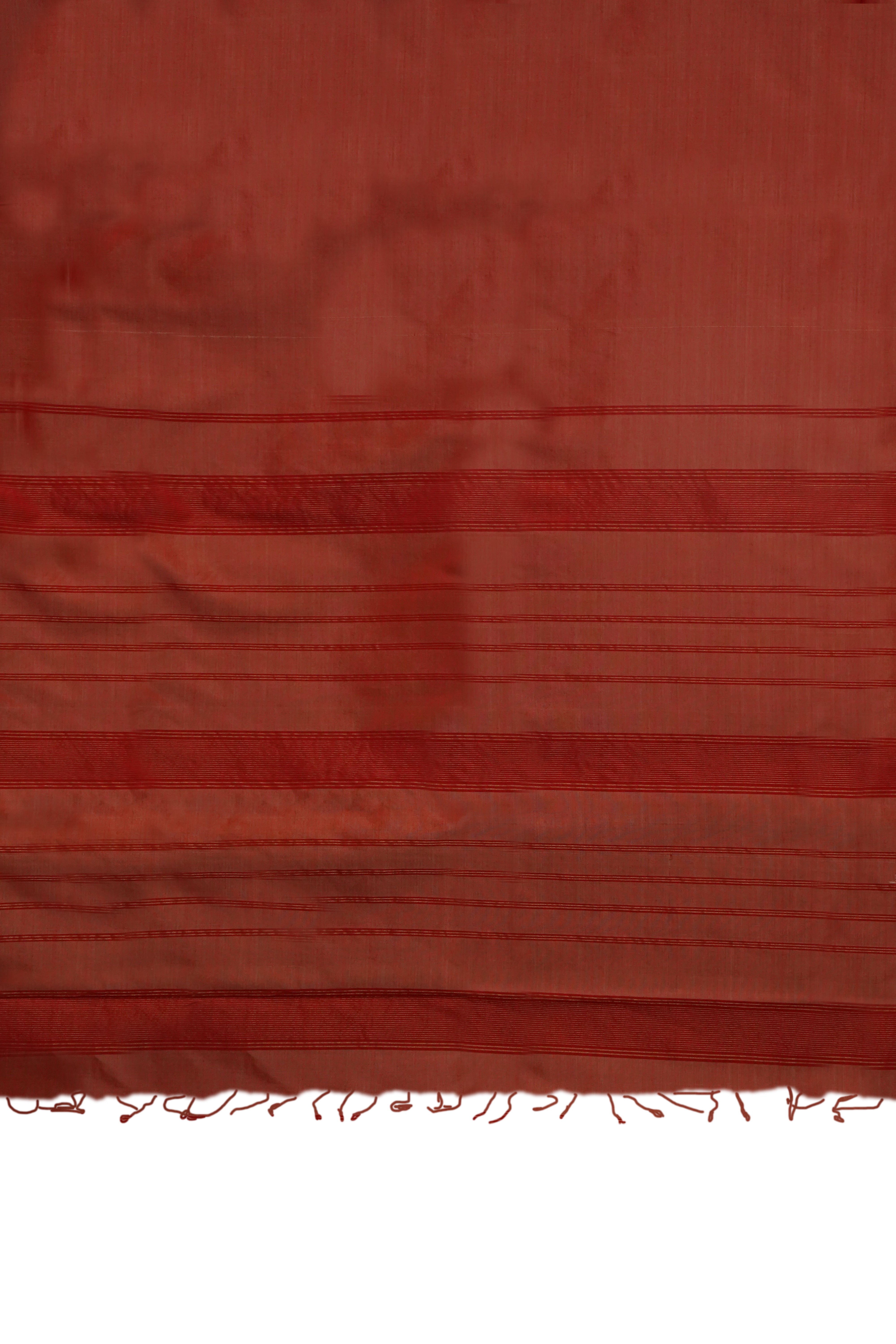 Coral Peach Maheshwari Silk Cotton Saree with Golden Zari Border & Striped Pallu |