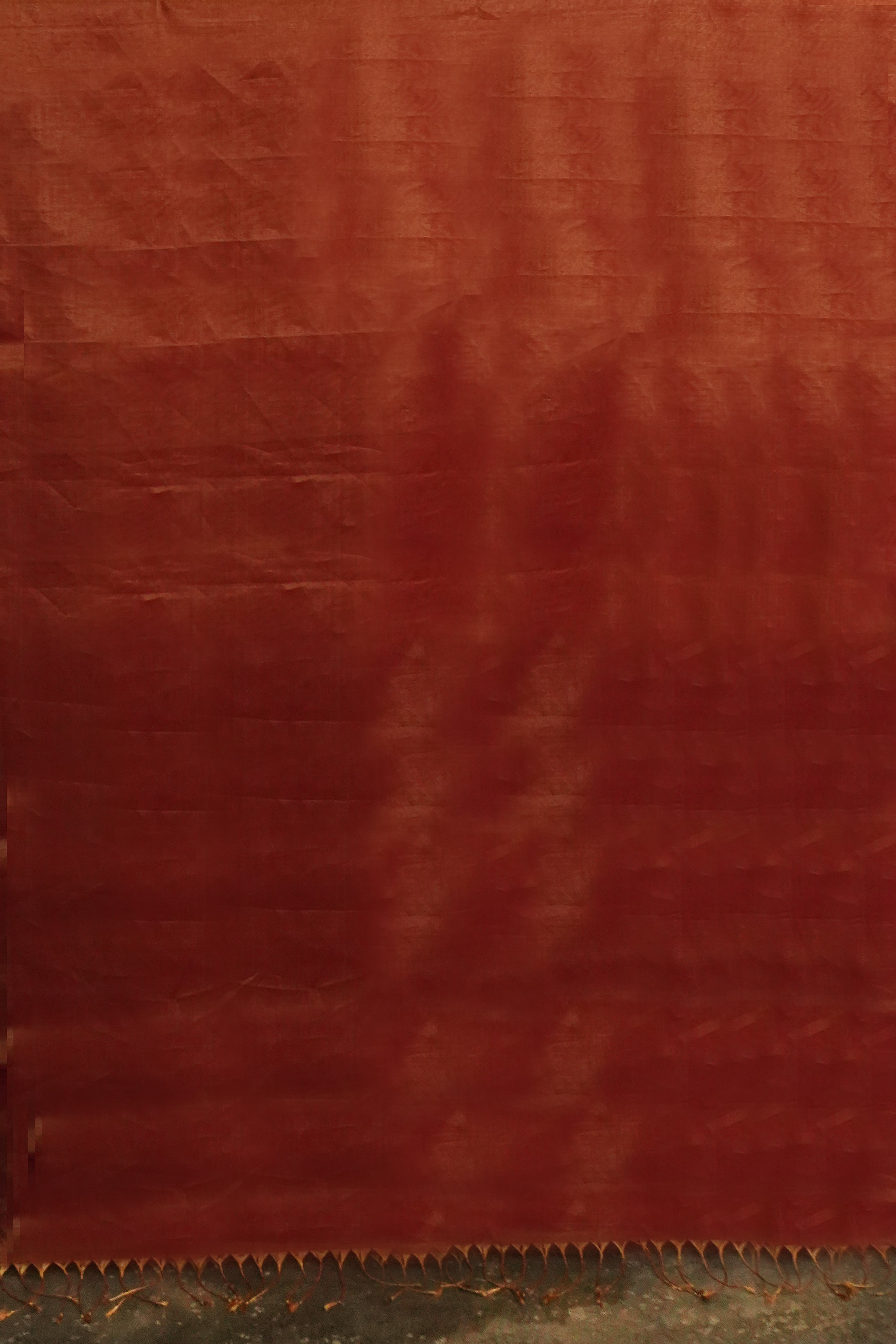 Rust Copper Maheshwari Silk Cotton Full Tissue Saree with Metallic Sheen