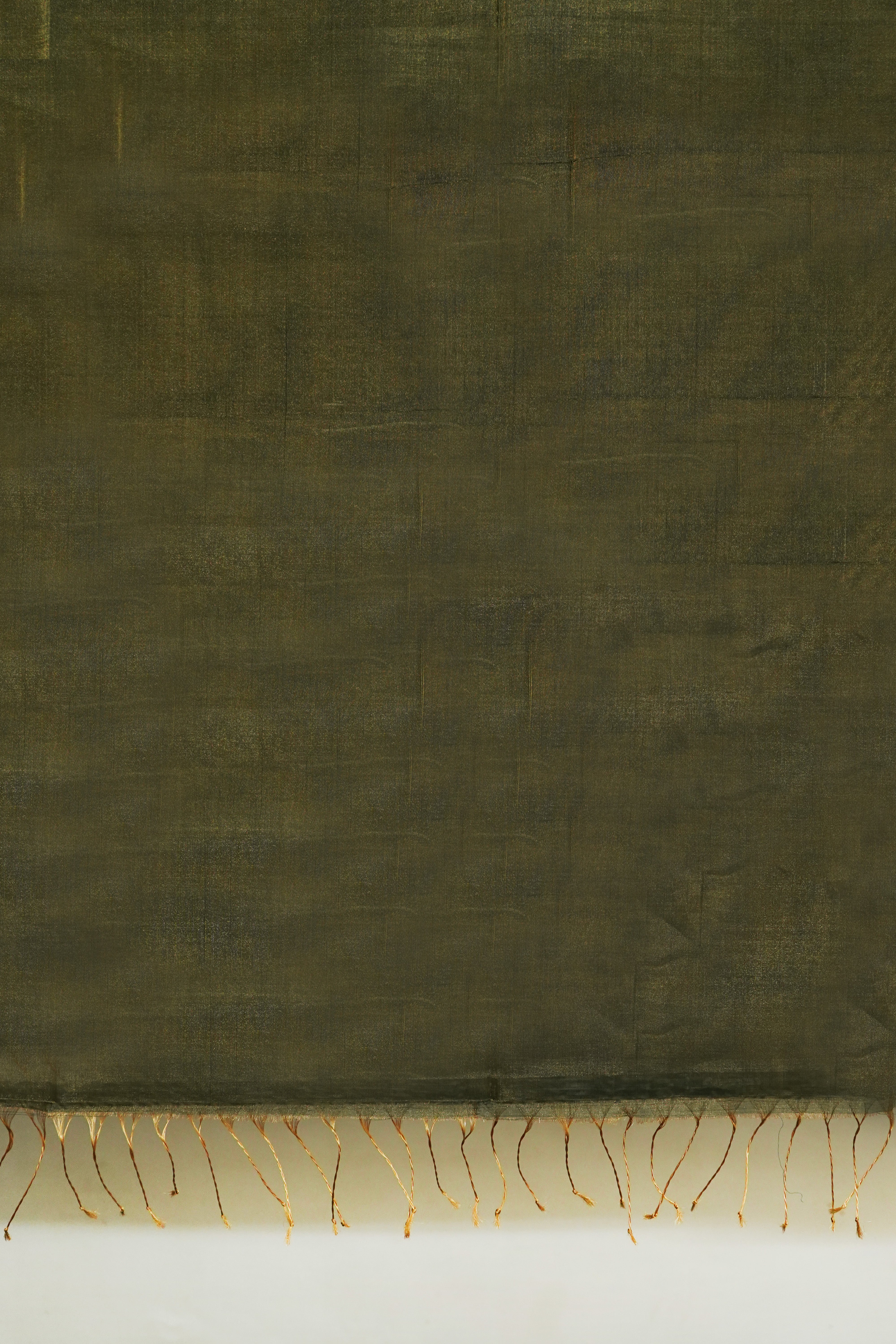Olive Green Maheshwari Silk Cotton Full Tissue Saree with Metallic Sheen